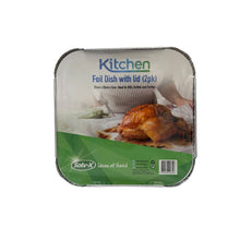 Foil Dish & Lid 25cm x25cm 2pk