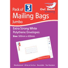 3 Mailing Bags Jumbo 500x650mm