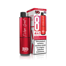 Red IVG vape device and packaging on a white background